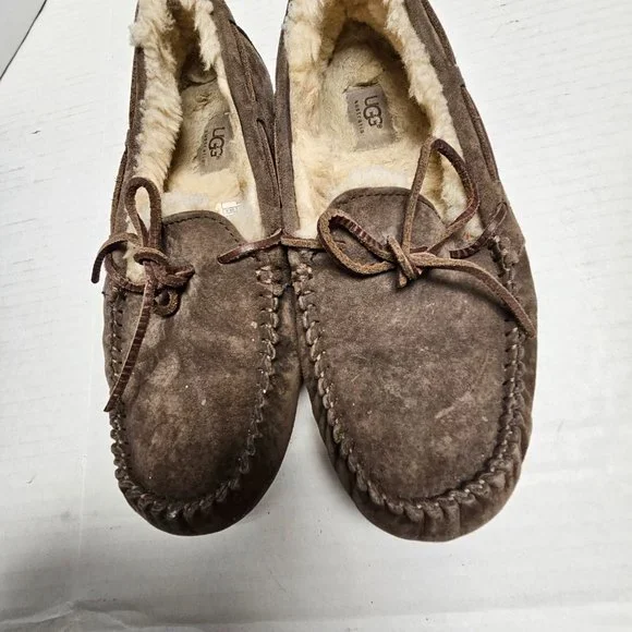 UGG Australia Womens Dakota Suede Sheepskin Moccasin Slip On Brown 5612 9 40 - Picture 11 of 15